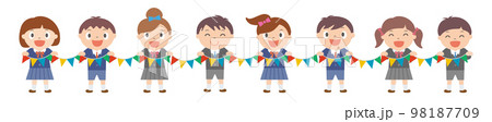 旗を持つ子供たち 学生服 旗を持つ子供たち 学生服 98187709