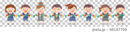 旗を持つ子供たち 学生服 旗を持つ子供たち 学生服 98187709