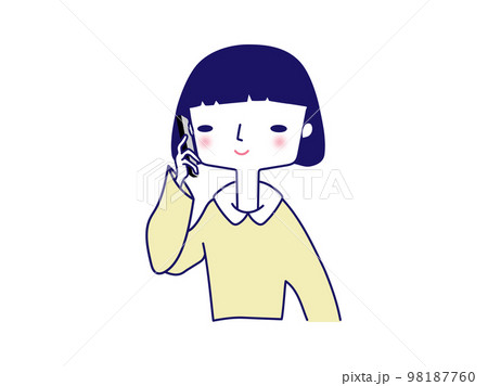 電話する女の子の上半身のみ 98187760