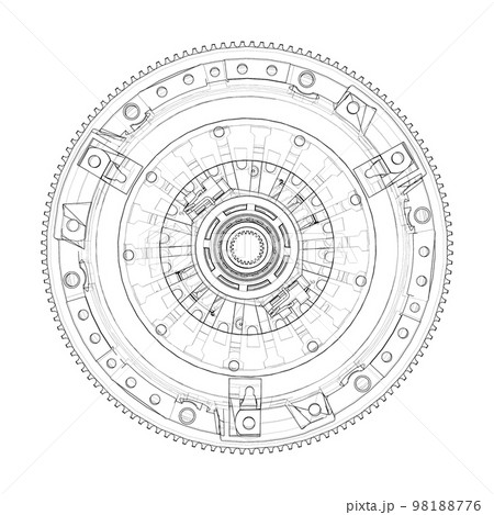 Sketch of clutch basket for the car. Vector Sketch of clutch basket for the car. Vector 98188776