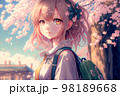桜咲く春の美少女イメージ（AI生成） 98189668