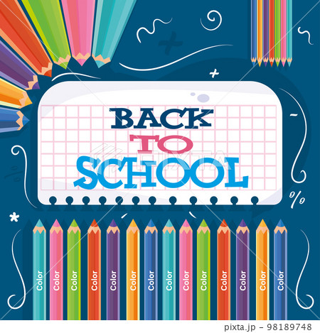 Group of colored pencils Back to school poster Vector Group of colored pencils Back to school poster Vector 98189748