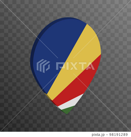 Map pointer with Seychelles flag. Vector illustration. 98191289