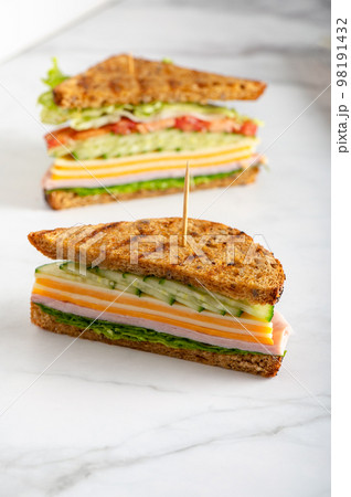 High Sandwich with Ham and Cheese High Sandwich with Ham and Cheese 98191432