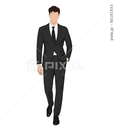 A man in a business suit on a white background. Vector illustration in flat style A man in a business suit on a white background. Vector illustration in flat style 98191933
