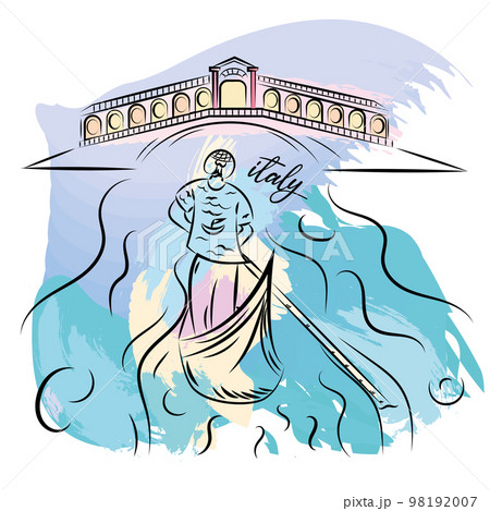 Watercolor sketch of Venice landmark Italy Vector 98192007