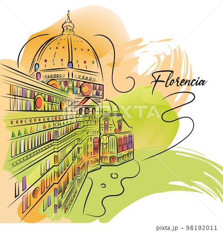 Watercolor sketch of Florencia cityscape Vector Watercolor sketch of Florencia cityscape Vector 98192011