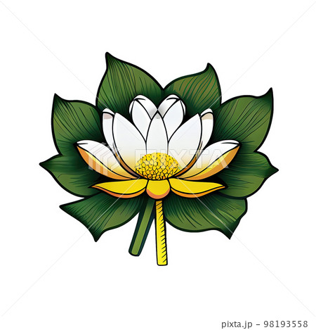 Elegant Lotus flower illustration cartoon sticker, symbolizes purity. 98193558