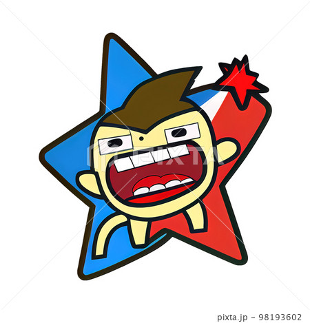 Cartoon sticker of star in the colors of the Philippine flag. Blue, red, and white Cartoon sticker of star in the colors of the Philippine flag. Blue, red, and white 98193602