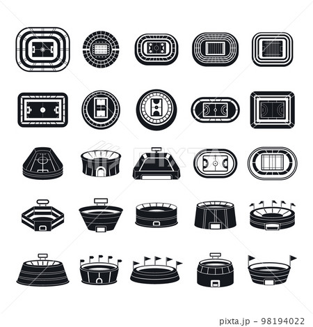 Arena stadium sport scene icons set. Simple illustration of 25 arena stadium sport scene vector icons for web Arena stadium sport scene icons set. Simple illustration of 25 arena stadium sport scene vector icons for web 98194022