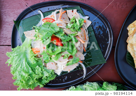 sausage salad, spicy salad or Thai spicy salad or Thai sausage salad 98194114