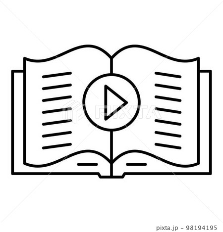 Audio book play icon. Outline illustration of audio book play vector icon for web design isolated on white background 98194195