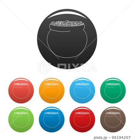 Potty with coin icon. Outline illustration of potty with coin vector icons set color isolated on white Potty with coin icon. Outline illustration of potty with coin vector icons set color isolated on white 98194207