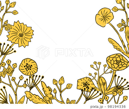 可愛い花の線画イラスト　背景素材_01 98194336