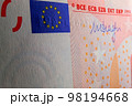 Money currency seal, temper-proof counterfeits authenticity protection against forgery of euro 98194668