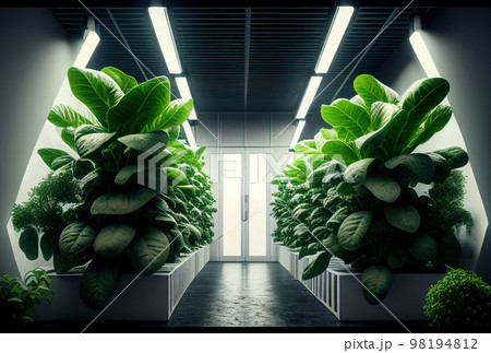 growing vegetables and horticultural crops through hydroponics in a modern high-tech farm growing vegetables and horticultural crops through hydroponics in a modern high-tech farm 98194812