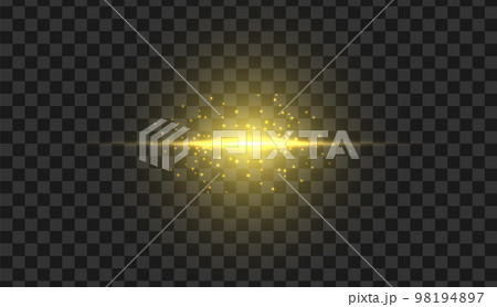 Golden glowing light. Gold glow flash with sparcle. Vector sunrise effect. Realistic shiny beam set Golden glowing light. Gold glow flash with sparcle. Vector sunrise effect. Realistic shiny beam set 98194897