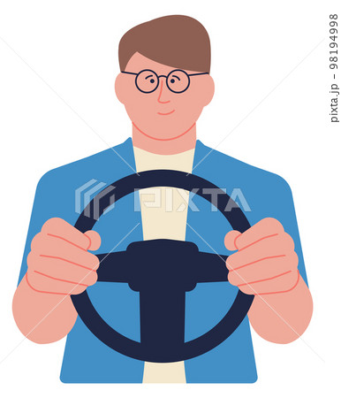Man driving car. Male driver cartoon character Man driving car. Male driver cartoon character 98194998