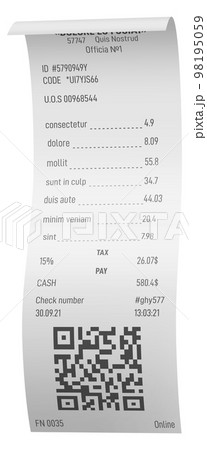 Retail check mockup. Paper bill. Payment document 98195059