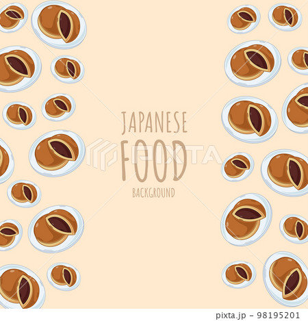 cartoon dorayaki, japanese food frame border background 98195201