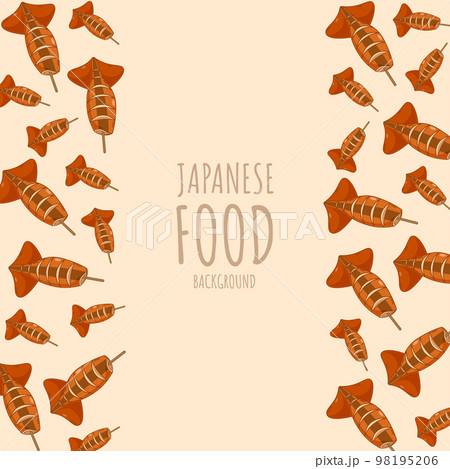 cartoon ikayaki, japanese food frame border background cartoon ikayaki, japanese food frame border background 98195206