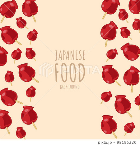 cartoon ringo ame, japanese food frame border background 98195220