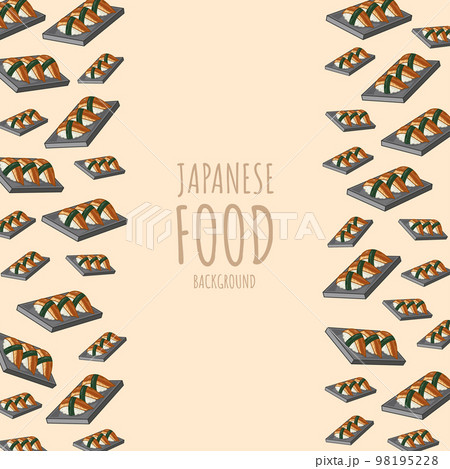 cartoon sushi-eel, japanese food frame border background 98195228
