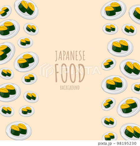 cartoon sushi-sea urchin, japanese food frame border background 98195230