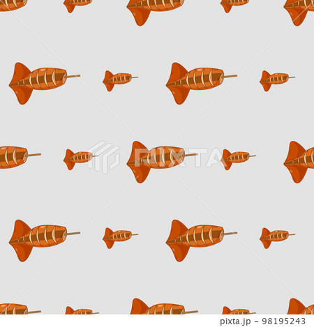cartoon ikayaki, japanese food seamless pattern on colorful background 98195243