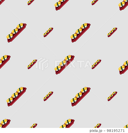 cartoon egg, japanese food seamless pattern on colorful background 98195271