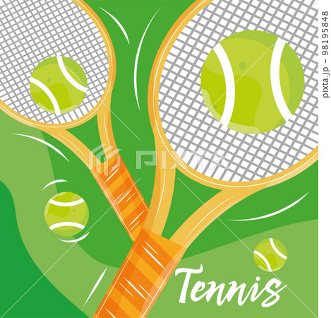 Tennis club poster with a pair of rackets and balls Vector Tennis club poster with a pair of rackets and balls Vector 98195848