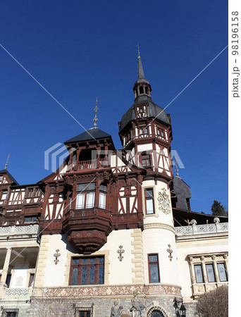 Peles castle Sinaia at sunny day at Transylvania, Romania protected by Unesco World Heritage Site 98196158