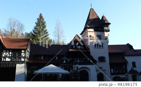 Sinaia, Romania. Typical architecture with german influence in the city from Carpathian Mountains Sinaia, Romania. Typical architecture with german influence in the city from Carpathian Mountains 98196175