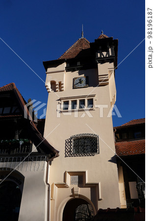 Sinaia, Romania. Typical architecture with german influence in the city from Carpathian Mountains 98196187