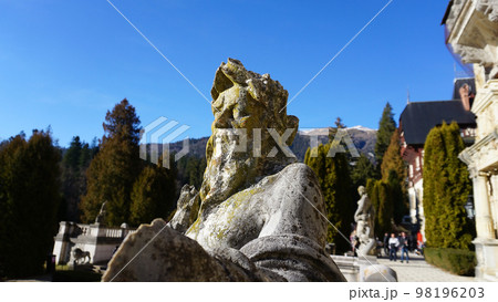 Peles castle Sinaia at sunny day at Transylvania, Romania protected by Unesco World Heritage Site 98196203