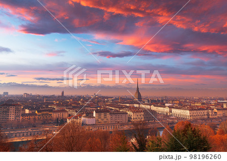 Turin, Piedmont, Italy skyline with the Mole Antonelliana 98196260