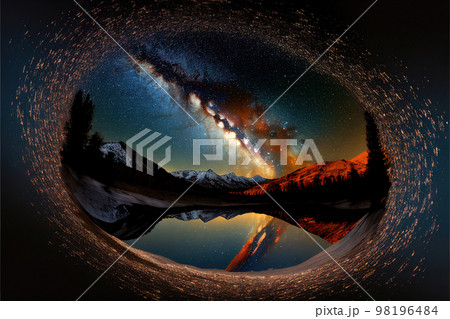 milky way over mountain lake abstraction. abstraction. Generative AI 98196484