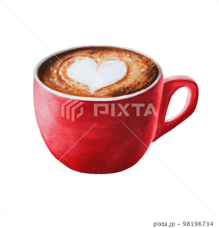 Watercolor sweet cappuccino illustration coffee in a porcelain cup. Hand painting on a white isolated background. For designers, menu, shop, bar, bistro, restaurant, for postcards, wrapping paper Watercolor sweet cappuccino illustration coffee in a porcelain cup. Hand painting on a white isolated background. For designers, menu, shop, bar, bistro, restaurant, for postcards, wrapping paper 98196734