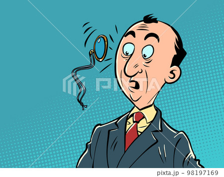 A surprised man with a monocle. News human emotions. Face Glasses 98197169