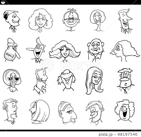 cartoon people characters faces expressions set 98197540