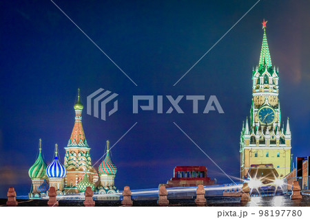 St. Basils Cathedral at dramatic dawn in Moscow, Russia St. Basils Cathedral at dramatic dawn in Moscow, Russia 98197780