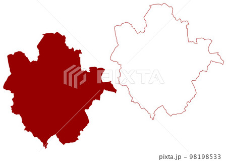 Borough and unitary authority of Bedford (United Kingdom of Great Britain and Northern Ireland, ceremonial county Bedfordshire, Beds, England) map vector illustration, scribble sketch map 98198533