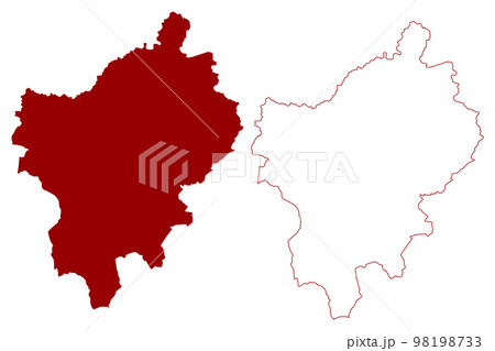 North Northamptonshire Unitary authority area (United Kingdom of Great Britain and Northern Ireland, Ceremonial county Northamptonshire or Northants, England) map vector illustration, scribble sketch 98198733
