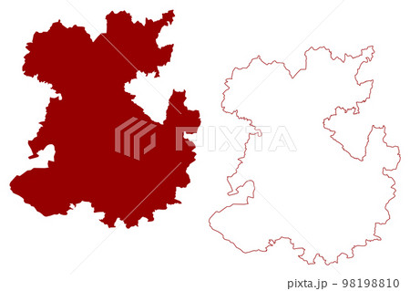 Shropshire District and unitary authority (United Kingdom of Great Britain and Northern Ireland, Ceremonial county Shropshire, Salop, Shrops or Salopian, England) map vector, scribble sketch map 98198810