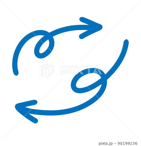 手書きのくるっと矢印2本 青 手書きのくるっと矢印2本 青 98199236