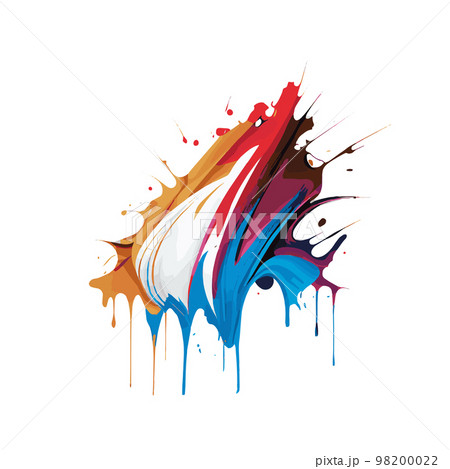 Smears, blots of colored paint on a white background, multicolored colors, rainbow - Vector 98200022