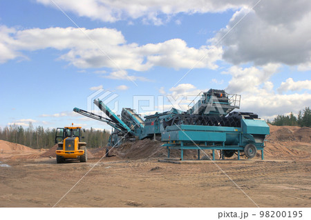 Making of crushed stone at stone quarry Making of crushed stone at stone quarry 98200195