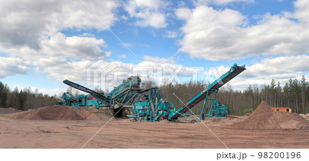 Making of crushed stone at stone quarry Making of crushed stone at stone quarry 98200196