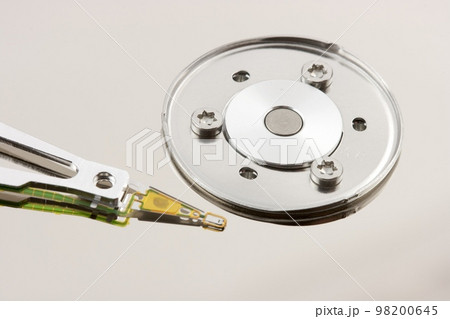 Closeup of HDD surface and drive head Closeup of HDD surface and drive head 98200645