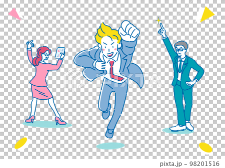 希望に向かって動き出そうとしている三人の人物 希望に向かって動き出そうとしている三人の人物 98201516